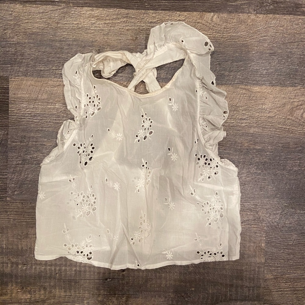Zara Trafaluc Sheer White Blouse